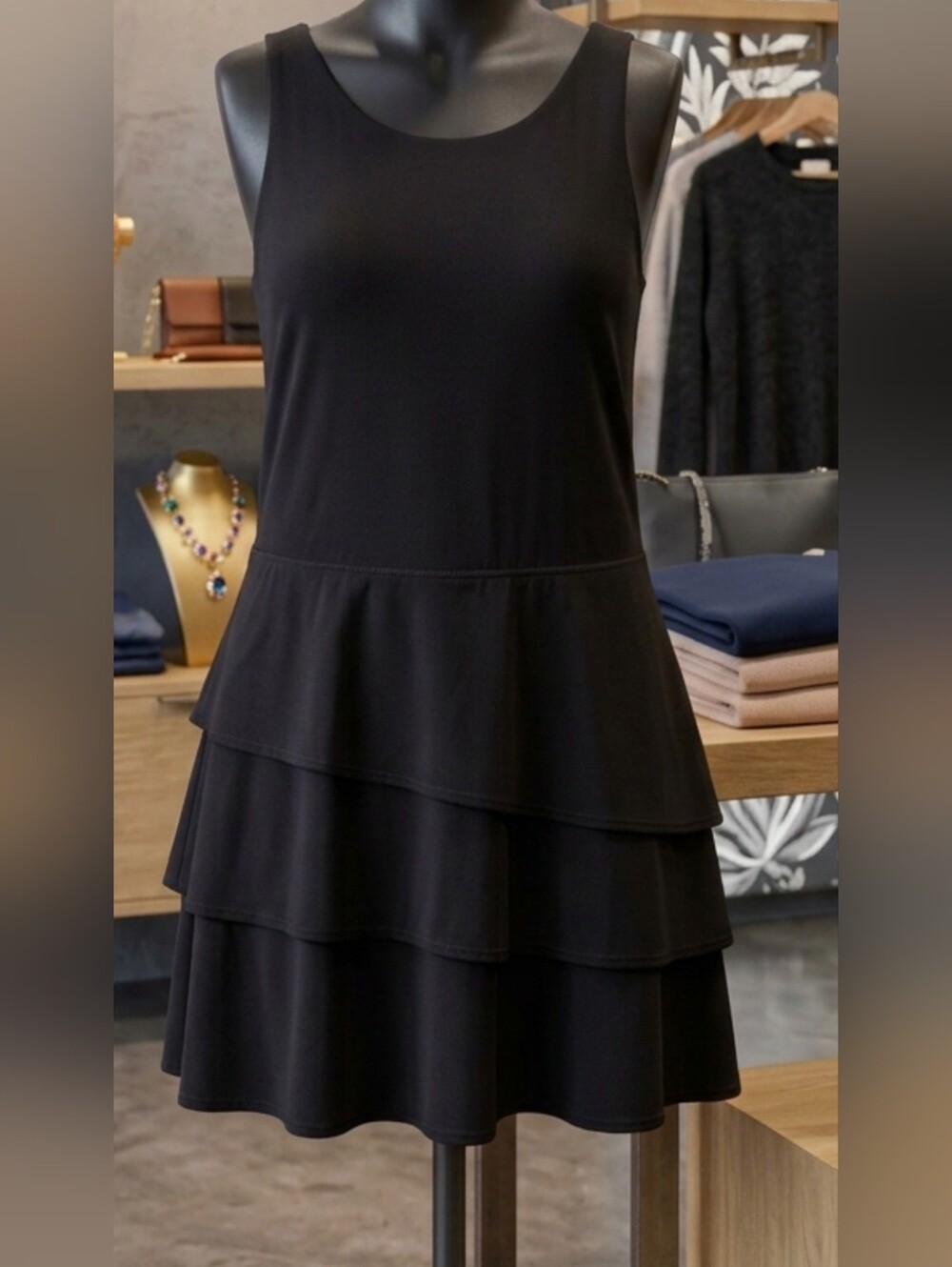JoyLab Black Tiered Sleeveless Jumpsuit Pit 22 Removable Patting